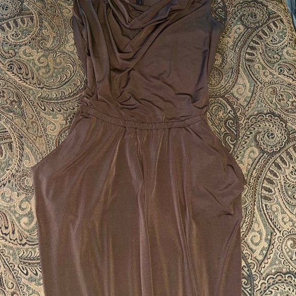 MICHAEL KORS CHOCOLATE JERSEY GOLD STUDDED JUMPSUIT ROMPER SZ LARGE - Picture 4 of 10